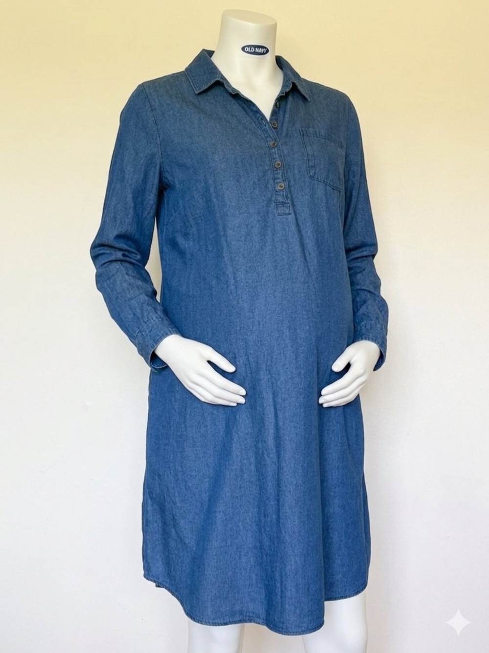 Old Navy Maternity 100% Cotton Blue Denim Shirt Dress in XL